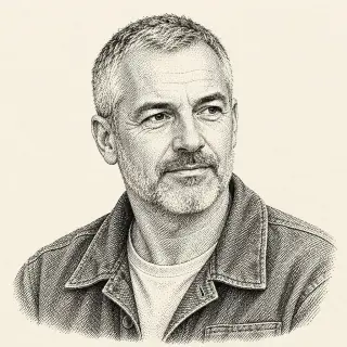 Portrait de Stéphane dessiné à l’encre